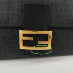 FENDI Zucchino Mamma Baguette PVC Leather Bag Black 8BR001