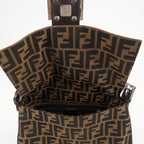 FENDI Zucca Mamma Baguette Canvas Leather Shoulder Bag 26325