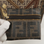 FENDI Zucca Zucchino PVC Leather Shoulder Bag Beige Brown 8BH189