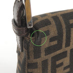 FENDI Zucca Mamma Baguette Canvas Leather Shoulder Bag 26424