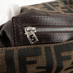 FENDI Zucchino Mamma Baguette Canvas Leather Bag Brown Black 26325