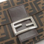 FENDI Zucca Mamma Baguette Canvas Leather Shoulder Bag 26424
