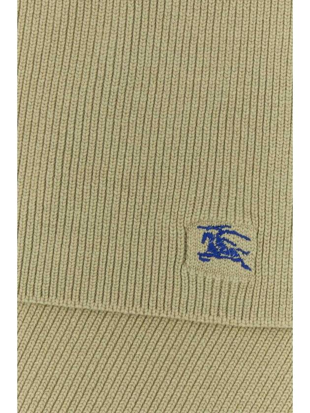 Burberry Embroidered Logo Rib Cashmere Scarf Green
