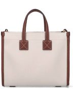 Burberry Mini Two-Tone Canvas and Leather Freya Tote Bag Natural Tan