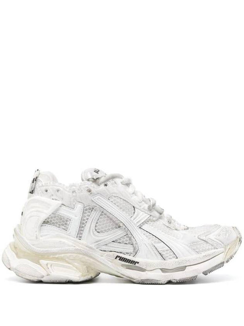 Balenciaga Runner Embroidered Logo Low Top Sneakers White