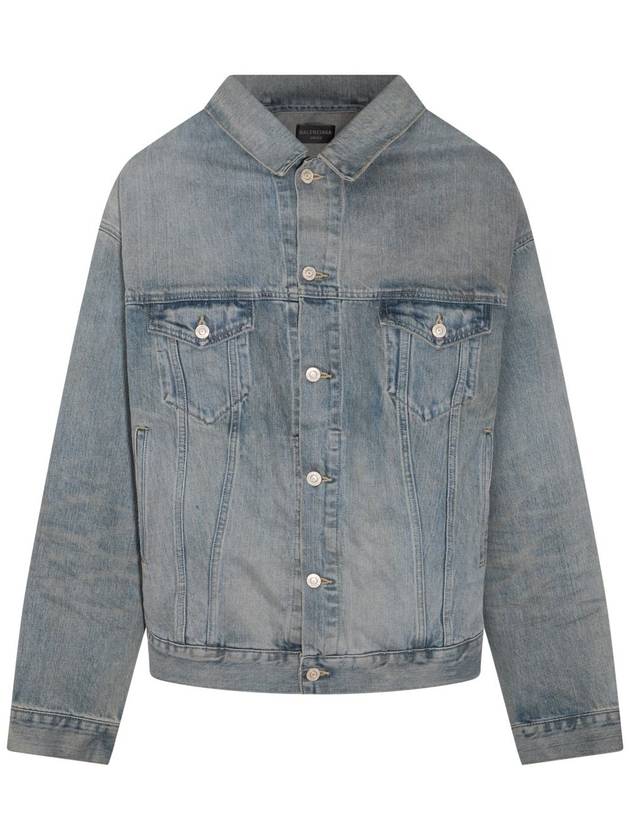 Balenciaga Off-Shoulder Denim Jacket Blue
