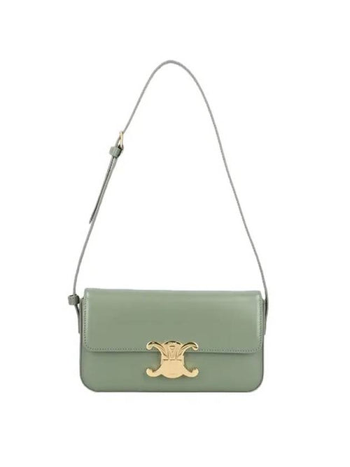 CELINE Claude Shiny Calfskin Shoulder Bag Laurel