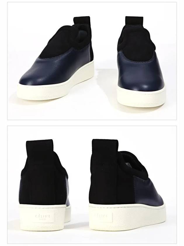 CELINE Leather Pull On Slip On Navy