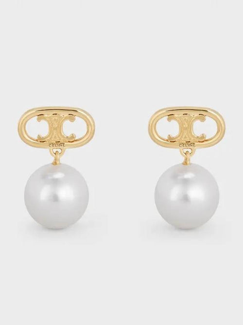 CELINE Pearl Earrings Gold