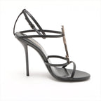 Saint Laurent Cassandra Leather Sandal 35  Black YSL Logo Replacement Lift