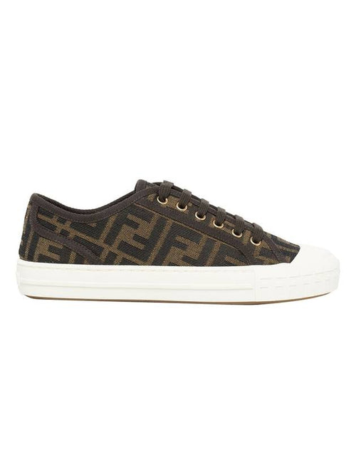 Fendi Domino FF Fabric Low Top Sneakers Brown