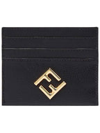 Fendi Logo Diamond Card Wallet Black