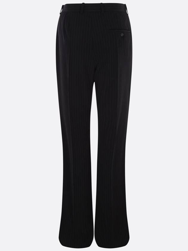 Balenciaga Pinstripe Pleats Front Straight Pants Black