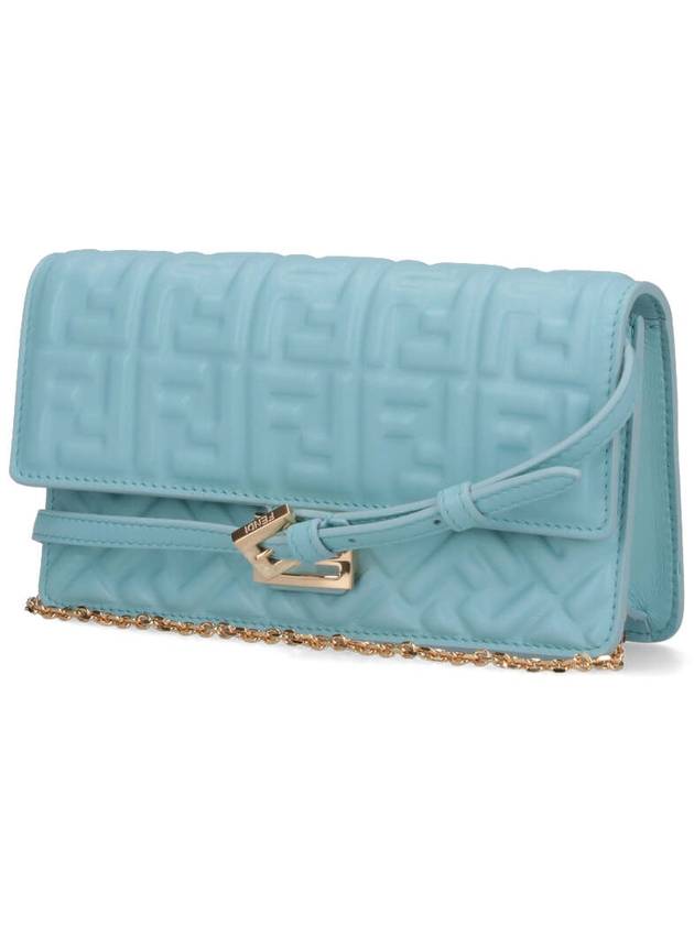 Fendi FF Baguette Nappa Leather Long Wallet Sky Blue