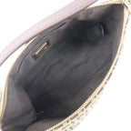 FENDI Zucchino Canvas Leather Shoulder Bag Beige Brown 8BR444