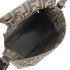 FENDI Zucchino Mamma Baguette Canvas Leather Bag Brown Black 26325