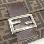 FENDI Zucca Mamma Baguette Canvas Leather Bag Brown Black 26424