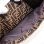 FENDI Zucca Canvas Leather Shoulder Bag Brown Black 26569