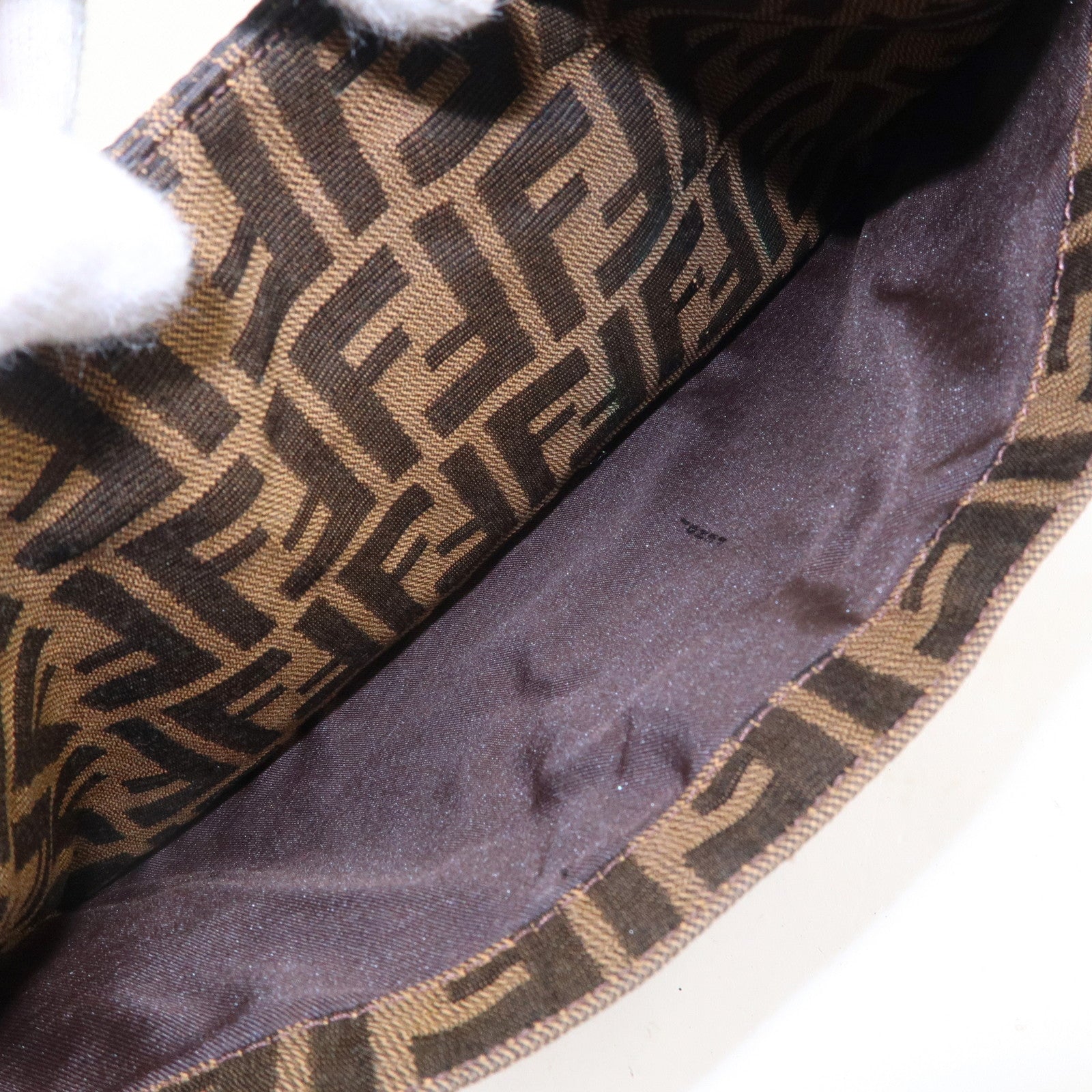 FENDI Zucca Canvas Leather Shoulder Bag Brown Black 26569