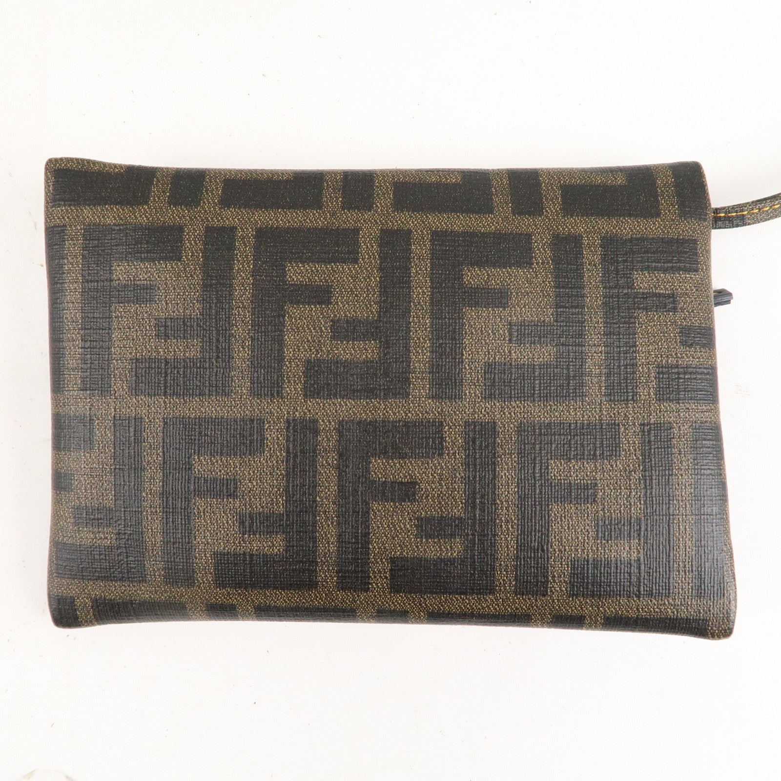 FENDI Zucca Mesh PVC Tote Bag Brown Black 8BH184