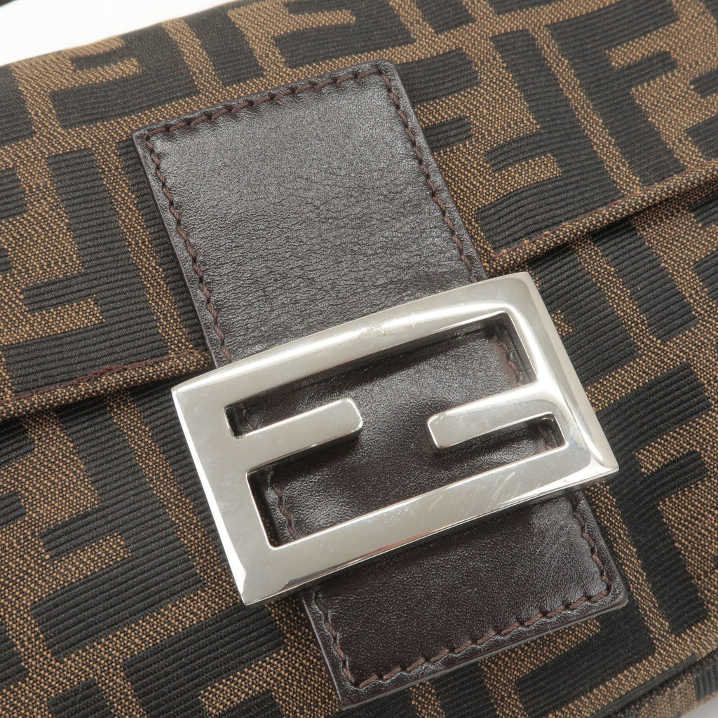 FENDI Mamma Baguette Zucca Canvas Leather Bag Beige 26424