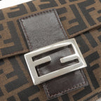 FENDI Mamma Baguette Zucca Canvas Leather Bag Beige 26424