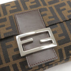 FENDI Zucca Mamma Baguette Canvas Leather Bag Brown Black 26424