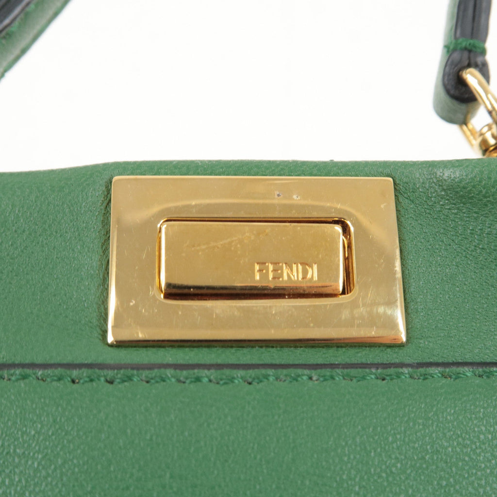 FENDI Micro Peekaboo Leather 2Way Bag Hand Bag Green 8M0355