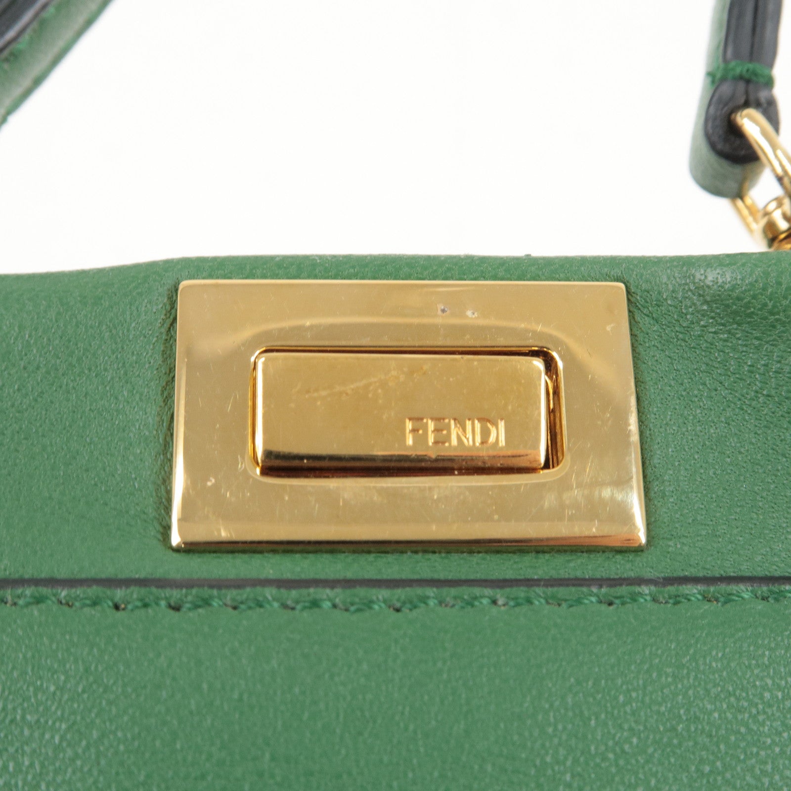 FENDI Micro Peekaboo Leather 2Way Bag Hand Bag Green 8M0355