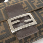 FENDI Zucca Mamma Baguette Canvas Leather Shoulder Bag 26424