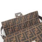FENDI Zucca Mamma Baguette Canvas Leather Shoulder Bag 26424