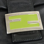 FENDI Mamma Baguette Leather Hand Bag Shoulder Bag Black Green