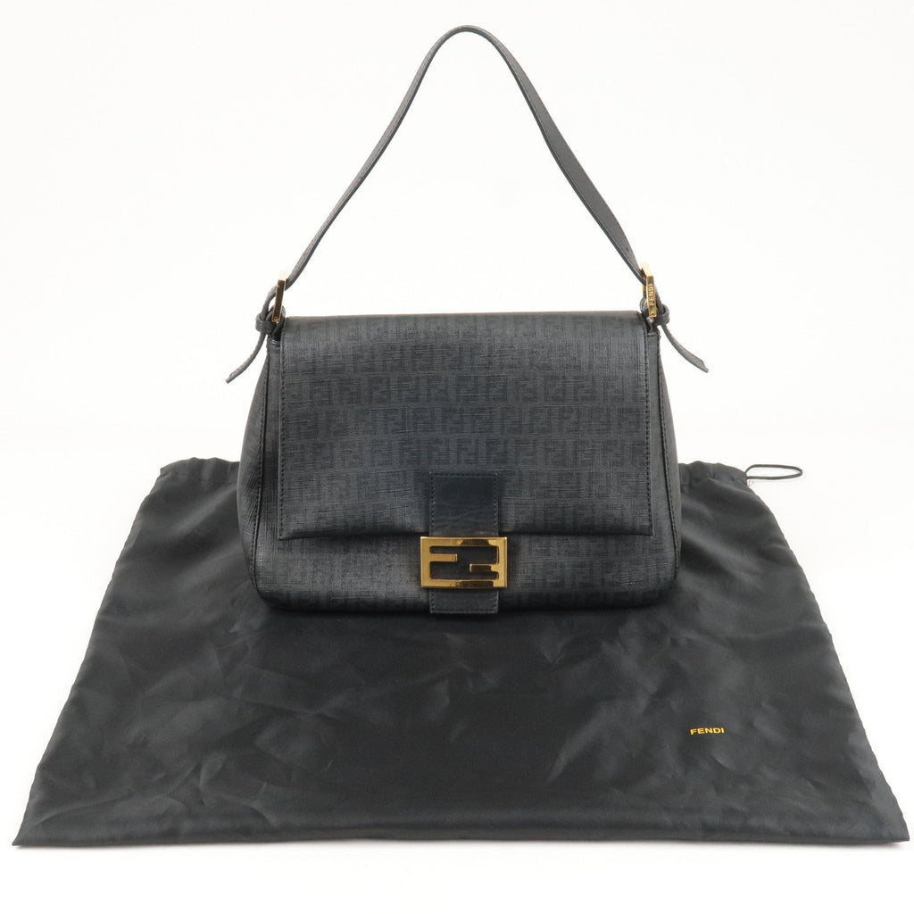 FENDI Zucchino Mamma Baguette Canvas Leather Shoulder Bag 8BR001