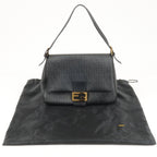 FENDI Zucchino Mamma Baguette Canvas Leather Shoulder Bag 8BR001