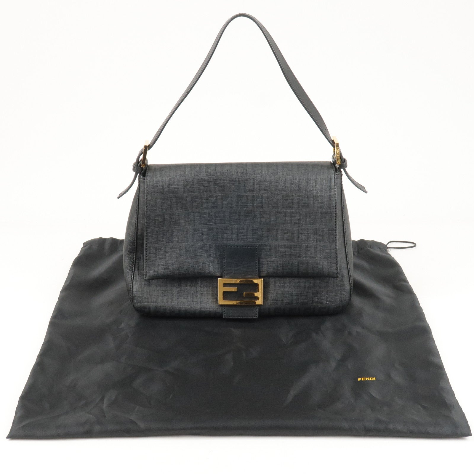 FENDI Zucchino Mamma Baguette Canvas Leather Shoulder Bag 8BR001