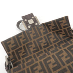 FENDI Zucca Mamma Baguette Canvas Leather Bag Brown Black 26424