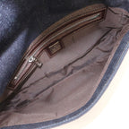 FENDI Denim Leather Shoulder Bag Hand Bag Navy Brown 26640