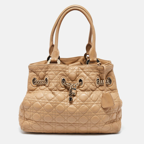 Dior Beige Cannage Leather Chri Chri Chain Tote