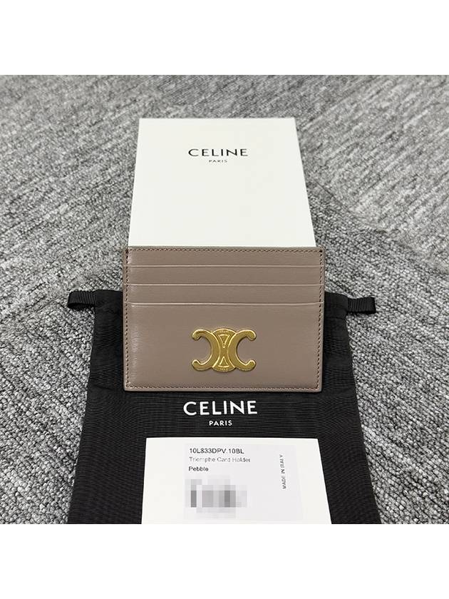 CELINE Triomphe Shiny Calfskin Card Wallet Pebble