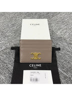 CELINE Triomphe Shiny Calfskin Card Wallet Pebble