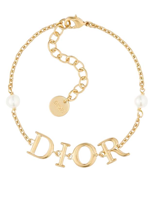 Revolution Logo Pearl Bracelet Gold Dior