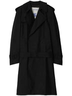Burberry Belted Long Silk Blend Trench Coat Black