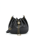 Chanel Chevron Bucket Bag Grained Calfskin Black GHW