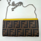 Fendi Continental Wallet with Chain in Red Leather