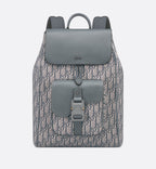 Saddle Backpack With Flap Deep Gray Dior Oblique Jacquard And Deep Gray Grained Calfskin