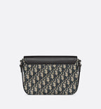 Small Saddle Messenger Bag With Flap Beige And Black Dior Oblique Jacquard With Black Grained Calfskin