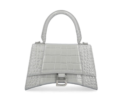 Balenciaga X Small Hourglass Bag Grey Croc Embossed