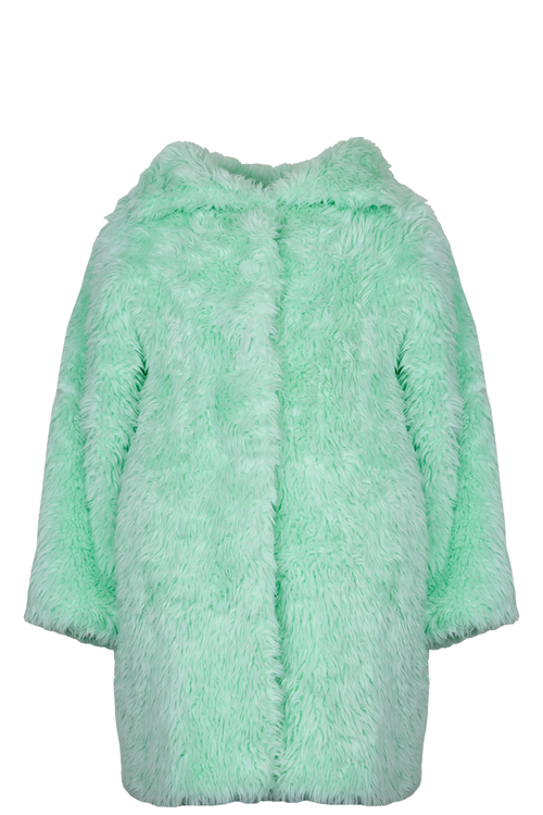 BALENCIAGA Faux Fur Coat Mint Green