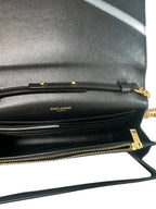 SAINT LAURENT- Monogramme Embossed Croc Chain Wallet Bag
