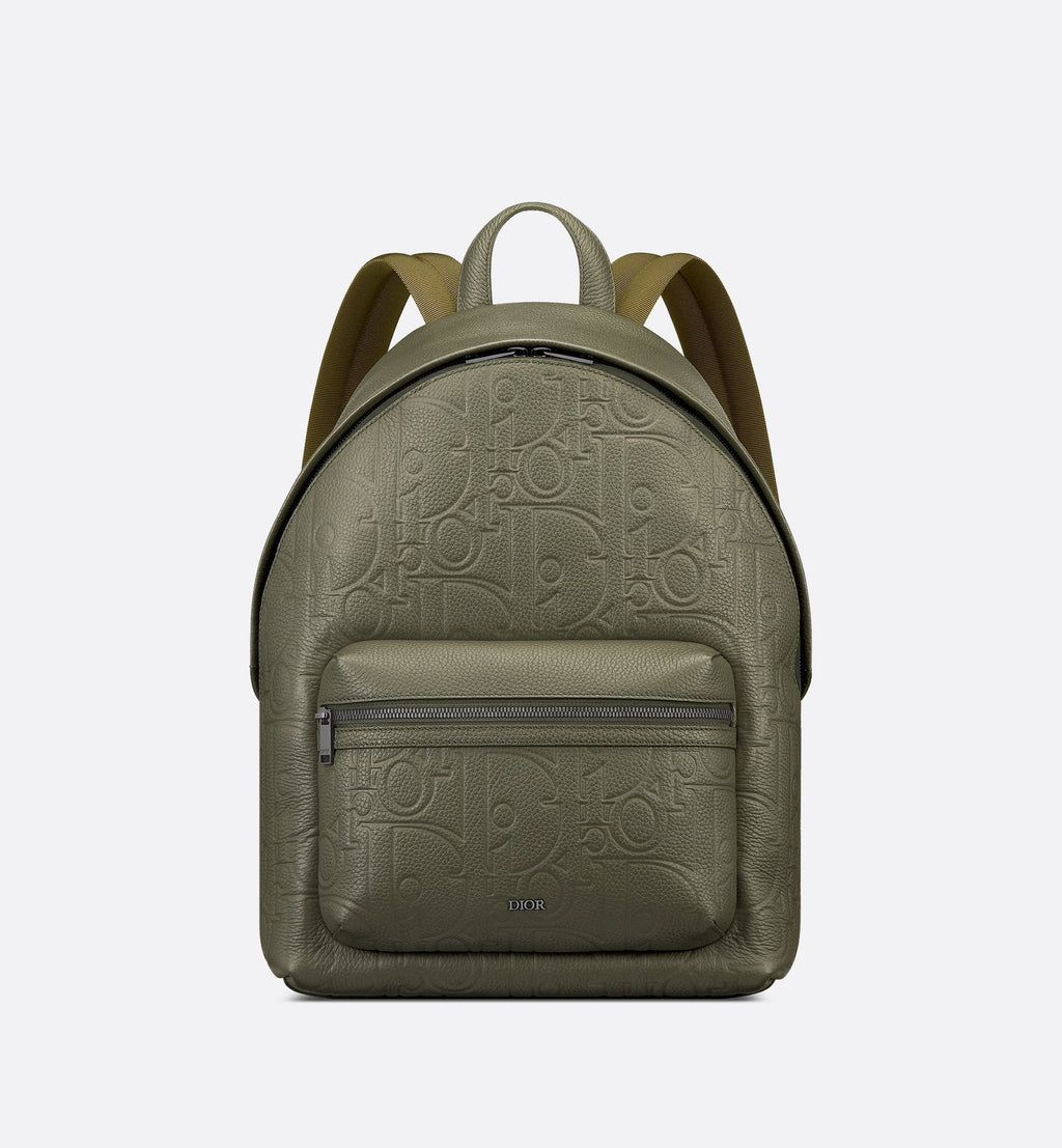 Rider 2.0 Zipped Backpack Khaki Dior Gravity Leather And Khaki Grained Calfskin